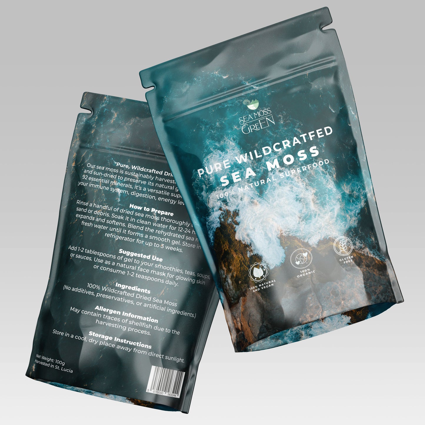 Raw Wildcrafted Sea Moss 100g – Premium Grade from Grenada | Rich in Minerals, Ideal for Gel, Skincare & Wellness